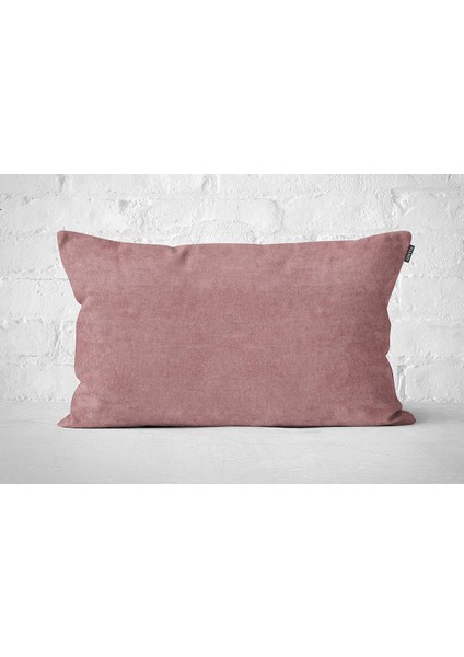 Tekli Kadife Dokulu Kırlent Kılıfı Pembe