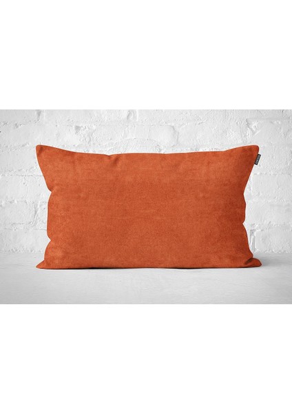 Tekli Kadife Dokulu Kırlent Kılıfı Kiremit