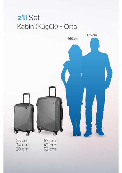 Elmas Model Gold Renk 2'li Valiz Seti (Kabin+Orta) indirimleri