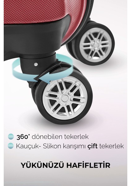 Elmas Model Vişne Renk Orta Boy Valiz Bavul