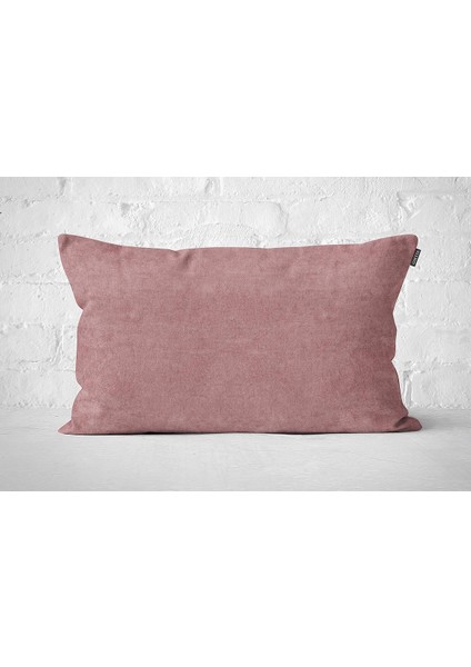 Tekli Kadife Dokulu Kırlent Kılıfı Pembe