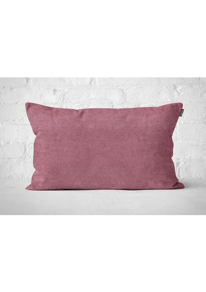 Tekli Kadife Dokulu Kırlent Kılıfı Gül Kurusu