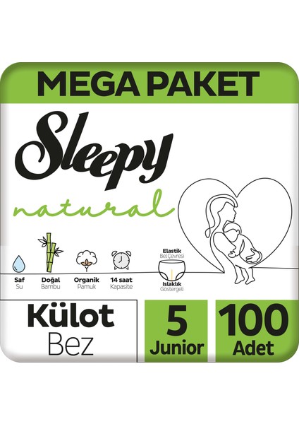 Natural Külot Bez 5 Numara Junior Mega Fırsat Paketi 100 Adet