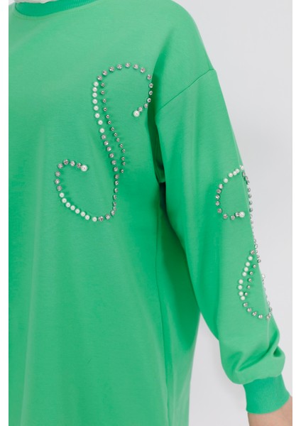 2081 Inci Taş Detaylı 2 Iplik Sweatshirt fırsatları