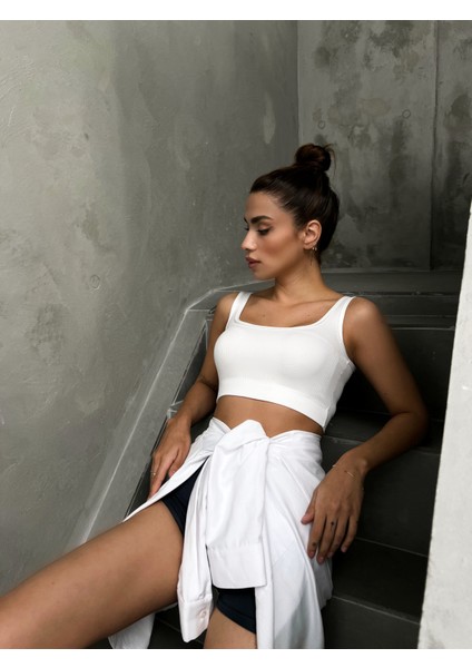 Beyaz Seamless/sandık Yaka Fitilli Hafif Destekli / Şekillendirici Spor Büstiyer fiyatları