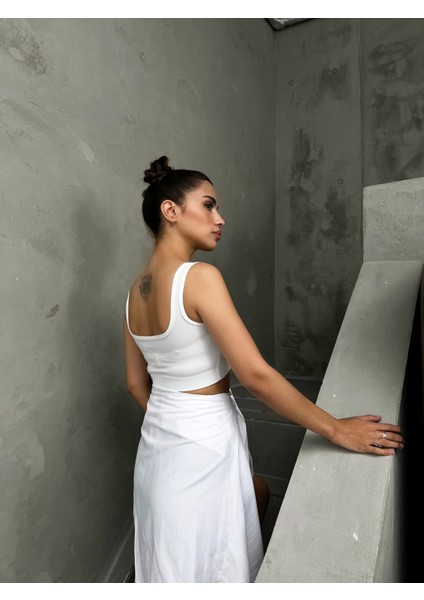 Beyaz Seamless/sandık Yaka Fitilli Hafif Destekli / Şekillendirici Spor Büstiyer indirimleri