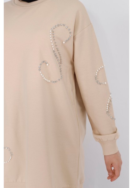2081 Inci Taş Detaylı 2 Iplik Sweatshirt modelleri