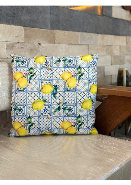 Seramik Limon Desen Kırlent Kılıfı