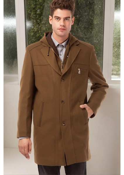 PLT8354 Dewberry Slım-Fıt Palto-Açık Camel
