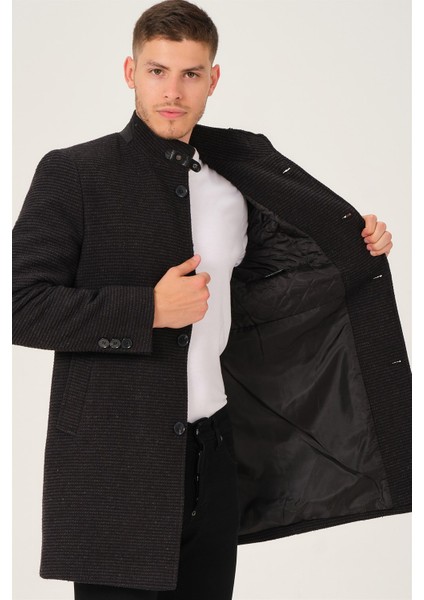 PLT8367 Dewberry Erkek Palto-Düz Antrasit modelleri