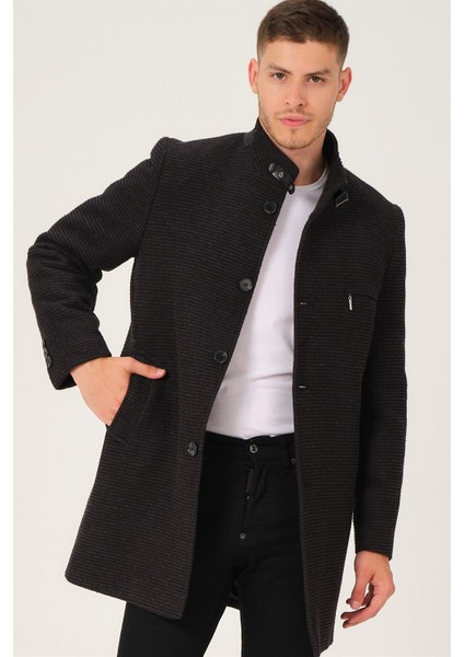 PLT8367 Dewberry Erkek Palto-Düz Antrasit indirimleri