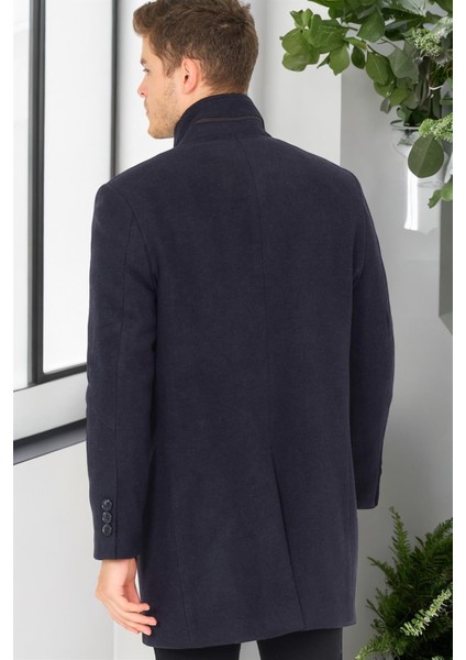 PLT8386 Dewberry Erkek Palto-Diagonal Koyu Lacivert-2