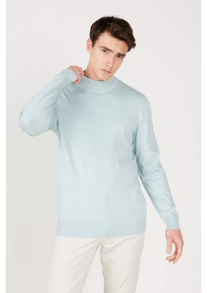 ALTINYILDIZ CLASSICS Erkek Su Yeşili Standart Fit Normal Kesim Yarım Balıkçı Yaka Triko Kazak fırsatları