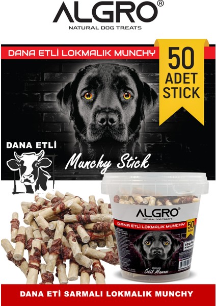 %100 Dana Etli Lokmalık Munchy Stick 50 Adet