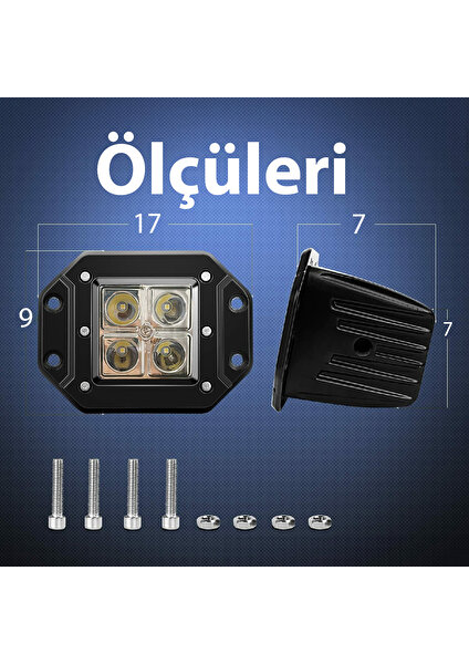 Off Road 4 Ledli Gömme Beyaz 5'li Sis Lambası Uyumlu 12-24 Volt