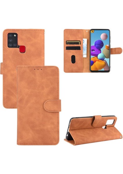 Kart Tutucu Kickstand Deri Folio ile Samsung Galaxy A21S Için Kılıf (Yurt Dışından) fiyatları