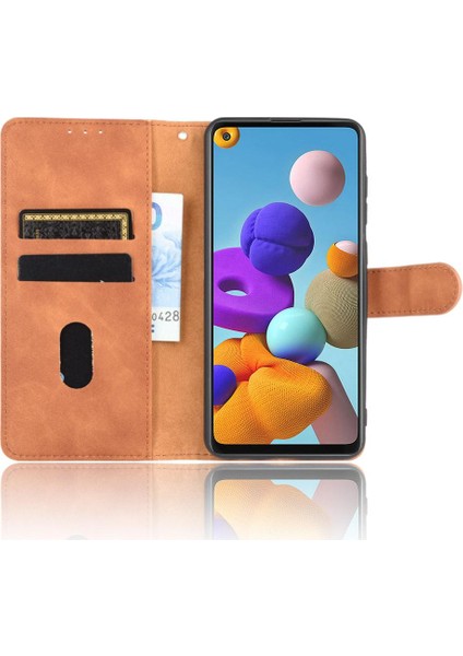Kart Tutucu Kickstand Deri Folio ile Samsung Galaxy A21S Için Kılıf (Yurt Dışından) indirimleri