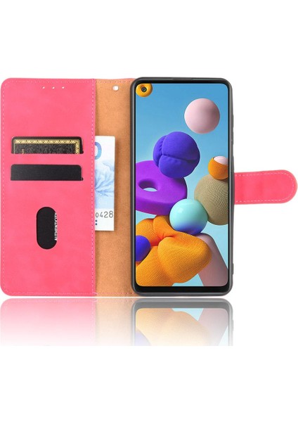 Kart Tutucu Kickstand Deri Folio ile Samsung Galaxy A21S Için Kılıf (Yurt Dışından) fırsatları