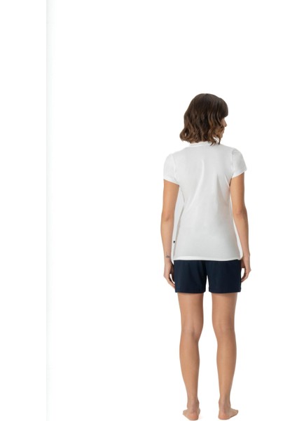 Kadın Ekru Kısa Kol T-Shirt Şort Takımı modelleri