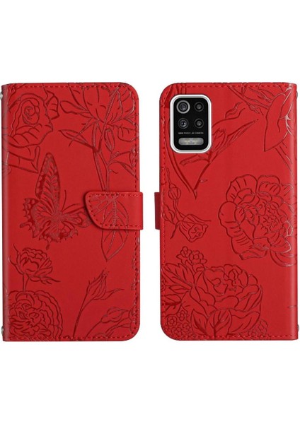 Lg K42 Anti-Damla Koruma Çiçekler ve Bilek Pu ile Kelebekler Için Kılıf (Yurt Dışından)