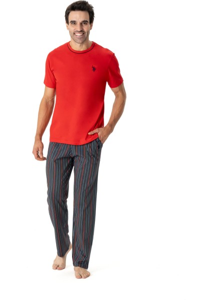 Erkek Kırmızı Yuvarlak Yaka Pijama Takımı fiyatları
