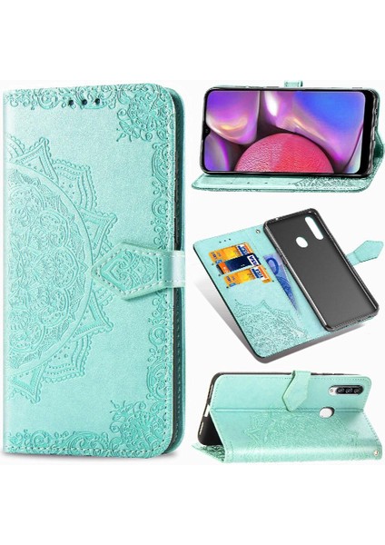 Samsung A20S Darbeye Basit Iş Deri Kılıf Zarif (Yurt Dışından)