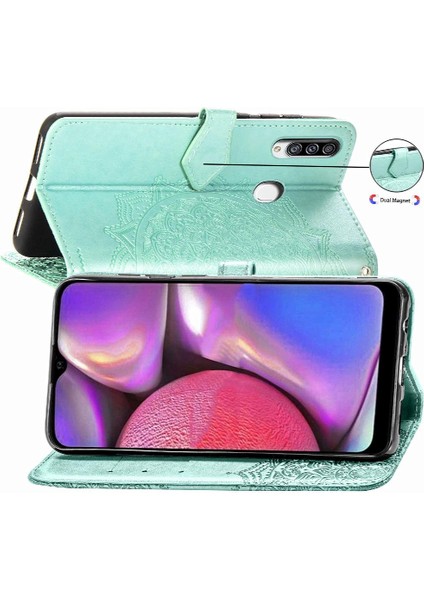 Samsung A20S Darbeye Basit Iş Deri Kılıf Zarif (Yurt Dışından)