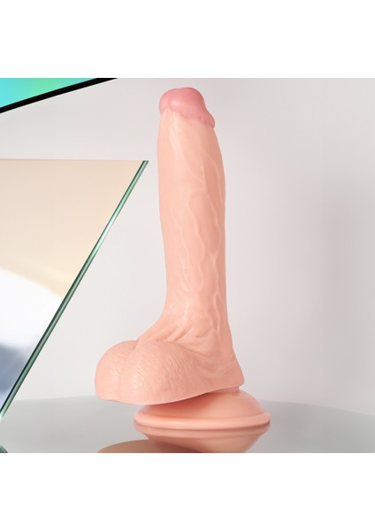 20CM Realistik Gerçekçi Yumuşak Dildo Vantuzlu Damarlı Testisli Yapay Penis Anal Vajinal Vibratör