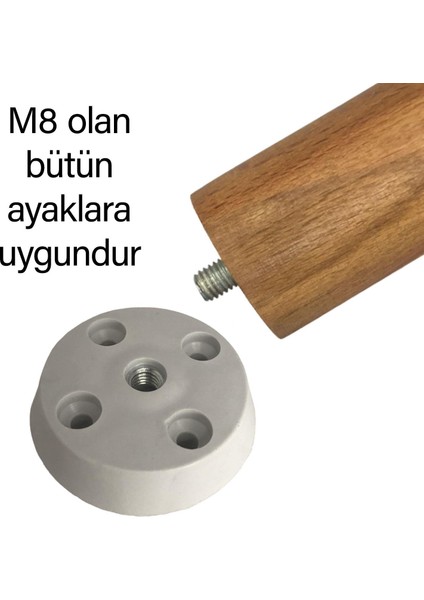3 Adet Düz Ayak Tabanı Beyaz Mobilya Masa Sehpa Ayağı Bağlantı Aparatı Plastik