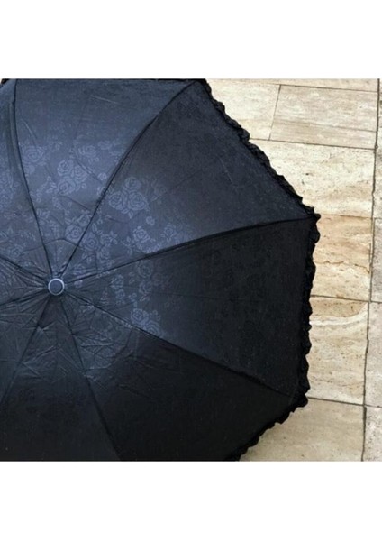 Siyah Çiçek Desenli Şemsiye fiyatları