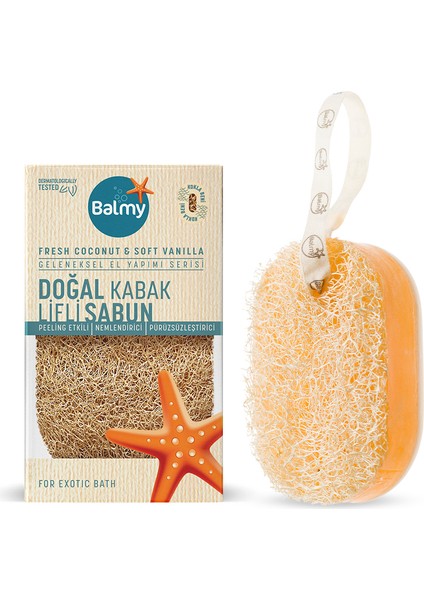 Doğal Kabak Lifli Sabun - Fresh Coconut & Soft Vanilla