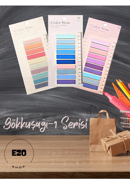 Şeffaf Renkli Yapışkan Not Kağıtları 3'lü Set 600 Yaprak ile Düzenleyici Çözüm