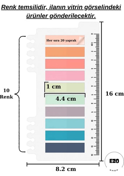 Şeffaf Renkli Yapışkan Not Kağıtları 3'lü Set 600 Yaprak ile Düzenleyici Çözüm fiyatları