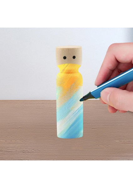 Ahşap Mandal Bebek, Dıy Yapımı Için Boyaya Yaratıcı Dekoratif Ahşap Figürinler 7cmx2.1cm Düz (Yurt Dışından)