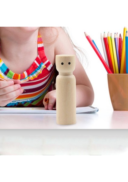 Ahşap Mandal Bebek, Dıy Yapımı Için Boyaya Yaratıcı Dekoratif Ahşap Figürinler 7cmx2.1cm Düz (Yurt Dışından)