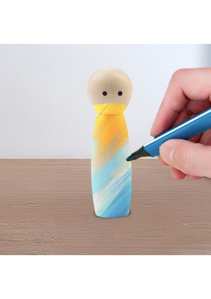 Ahşap Mandal Bebek, Dıy Yapımı Için Boyaya Yaratıcı Dekoratif Ahşap Figürler 7cmx1.8cm Yuvarlak Çocuk (Yurt Dışından)