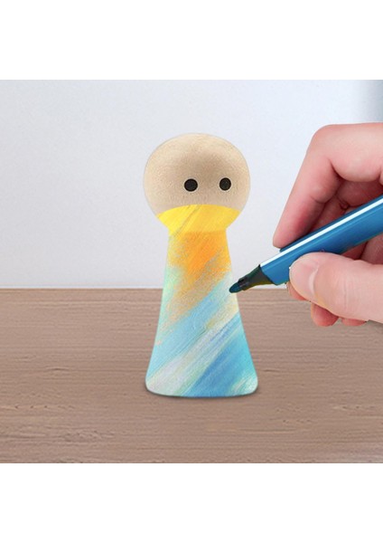 Ahşap Mandal Bebek, Dıy Yapımı Için Boyaya Yaratıcı Dekoratif Ahşap Figürler 3.4cmx1.5cm Yuvarlak (Yurt Dışından)