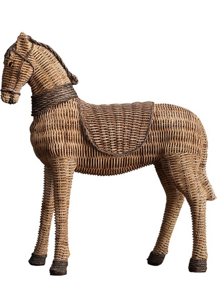 Retro Taklit Rattan At Heykeli Masa Heykel El Sanatları El Yapımı Süsler (Yurt Dışından)