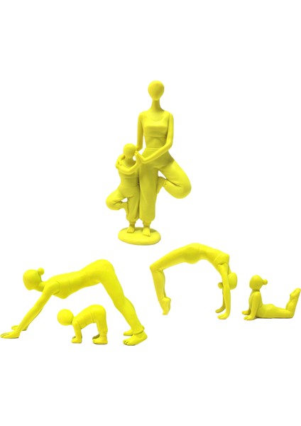 5 Ebeveyn-Çocuk Yoga Poz Heykeli Dekor Figürler, Raf Için Modern Ev Dekor, (Yurt Dışından)