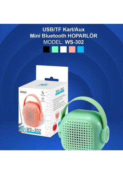 WS-302 Taşınabilir Mini Bluetooth Kablosuz Hoparlör