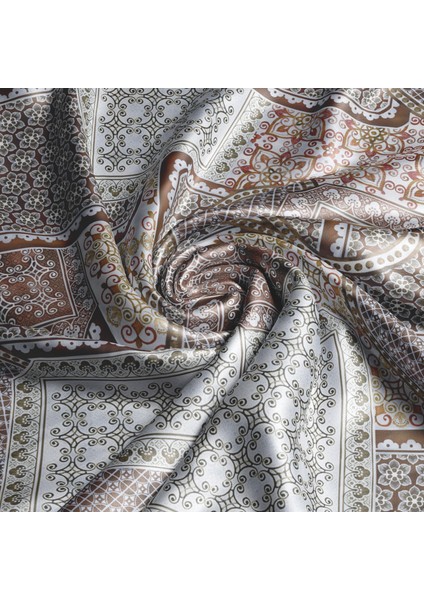Ipek Twill Etnik Yamalar Lacivert Kadın Eşarp