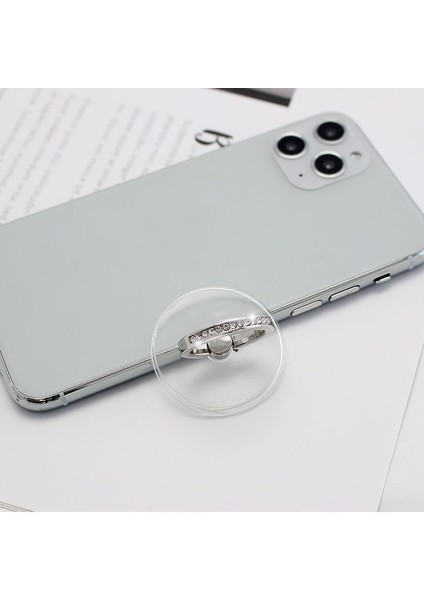 A21-DAIRESEL Stil Parmak Yüzük Cep Telefonu Akıllı Telefon Standı Tutucu Cep Akıllı Yuvarlak Telefon Yüzük Şeffaf Kedi Tutucu Kalp Soketi Araç Montaj Standı (Yurt Dışından)