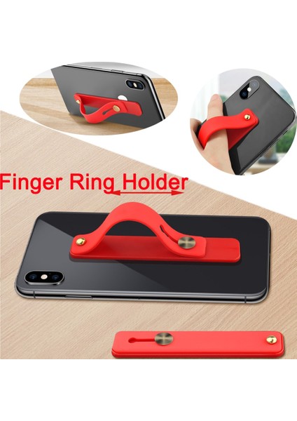 No.4 Tarzı Şeker Renk Parmak Yüzük Tutucu Silikon Telefon El Bandı Tutucu iPhone Bileklik Askı Itme Çekme Kavrama Standı Braketi (Yurt Dışından)