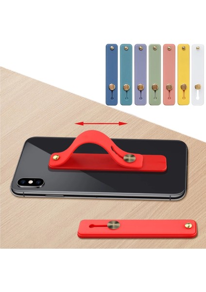No.4 Tarzı Şeker Renk Parmak Yüzük Tutucu Silikon Telefon El Bandı Tutucu iPhone Bileklik Askı Itme Çekme Kavrama Standı Braketi (Yurt Dışından)