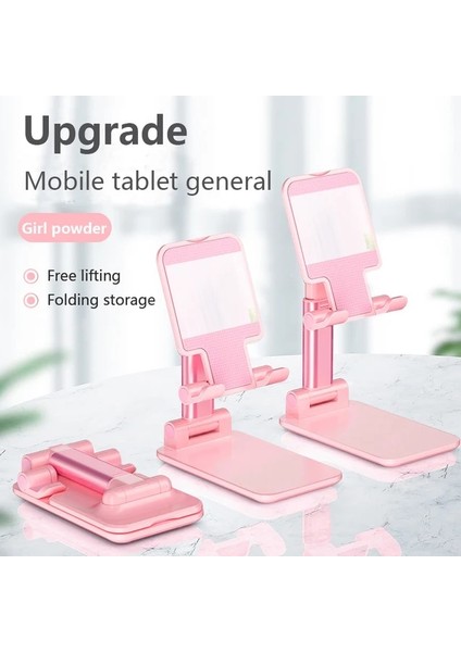 Pembe Stil Masa Tutucu Telefon Tutucu Stand Canlı Yayın Standı Taşınabilir Katlanabilir Teleskopik Masaüstü Standı Kaymaz Cep Telefonu Standı (Yurt Dışından)
