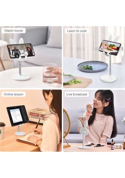 Pembe Tarzı Sevimli Tavşan Tavşan Masaüstü Telefon Standı IPhone Huaiwei Ipad Için Taşınabilir Evrensel Ayarlanabilir Masa Tablet Tutucu (Yurt Dışından)