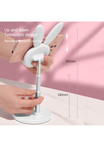 Pembe Tarzı Sevimli Tavşan Tavşan Masaüstü Telefon Standı IPhone Huaiwei Ipad Için Taşınabilir Evrensel Ayarlanabilir Masa Tablet Tutucu (Yurt Dışından)