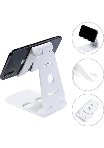 Beyaz Stil Taşınabilir Mini Cep Telefonu Tutucu Katlanabilir Masa Standı Tutucu iPhone Android Telefon Için 4 Derece Ayarlanabilir Evrensel (Yurt Dışından)