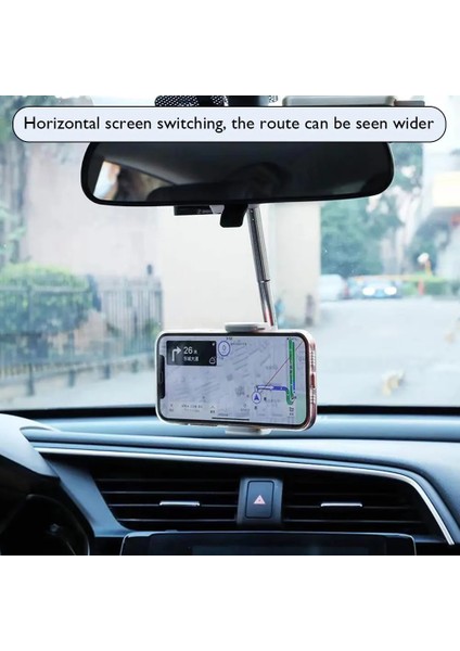 Siyah Stil Evrensel Destek Telefon Tutucu Montaj Araç Telefonu cl Derece Cep Telefonu Standı Dikiz Aynası Gps Braketi (Yurt Dışından) fiyatları