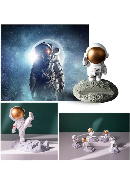 D Stili Reçine Astronotlar Süsler Evrensel Cep Cep Telefonu Standı Tutucu Spaceman Braketi Oyuncaklar Ev Ofis Masası Dekor Doğum Günü Partisi (Yurt Dışından) modelleri